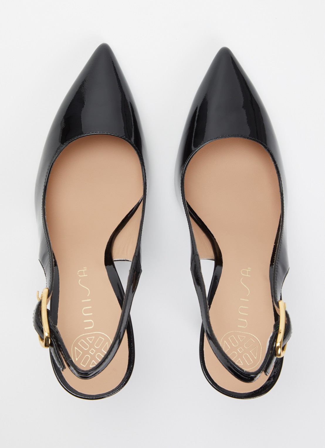 Unisa Terza slingback van leer met lakfinish - detail 4 zwart