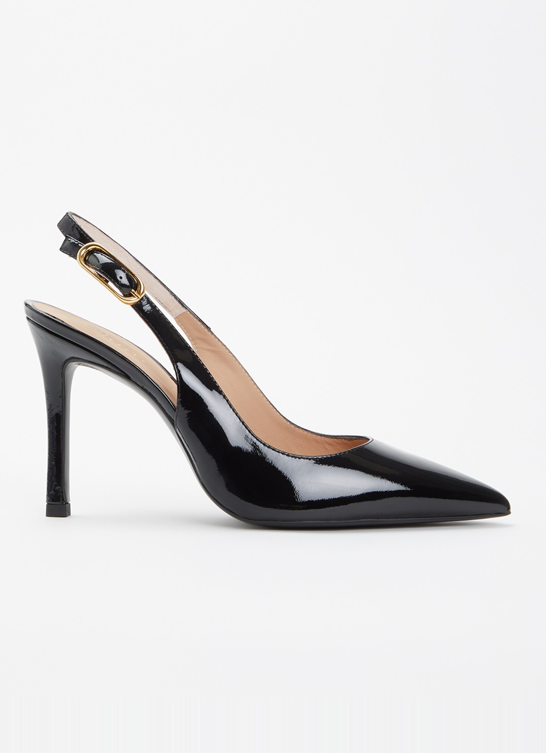 Unisa Terza slingback van leer met lakfinish - voorkant zwart