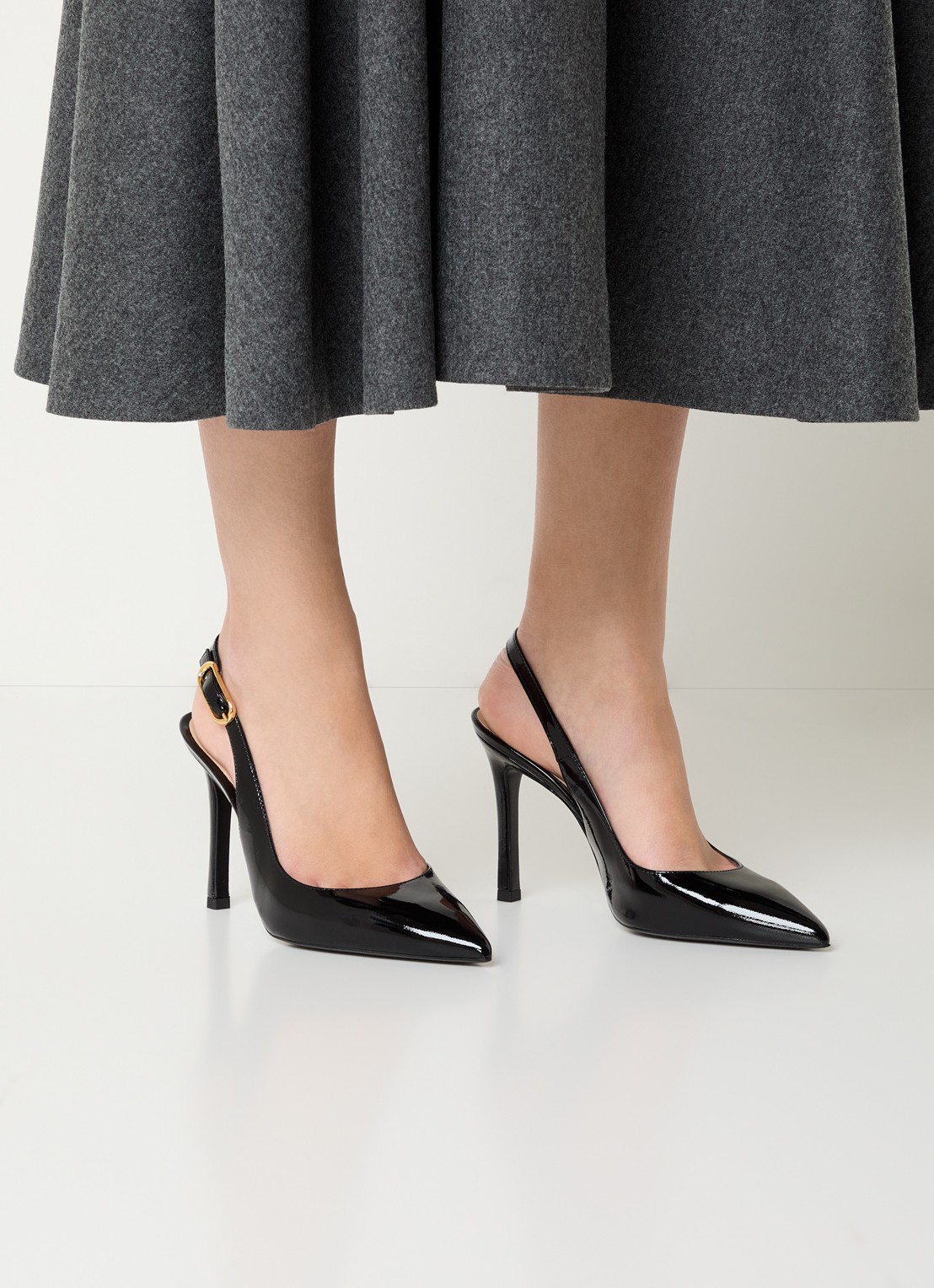 Unisa Terza slingback van leer met lakfinish - voorkant 2 zwart
