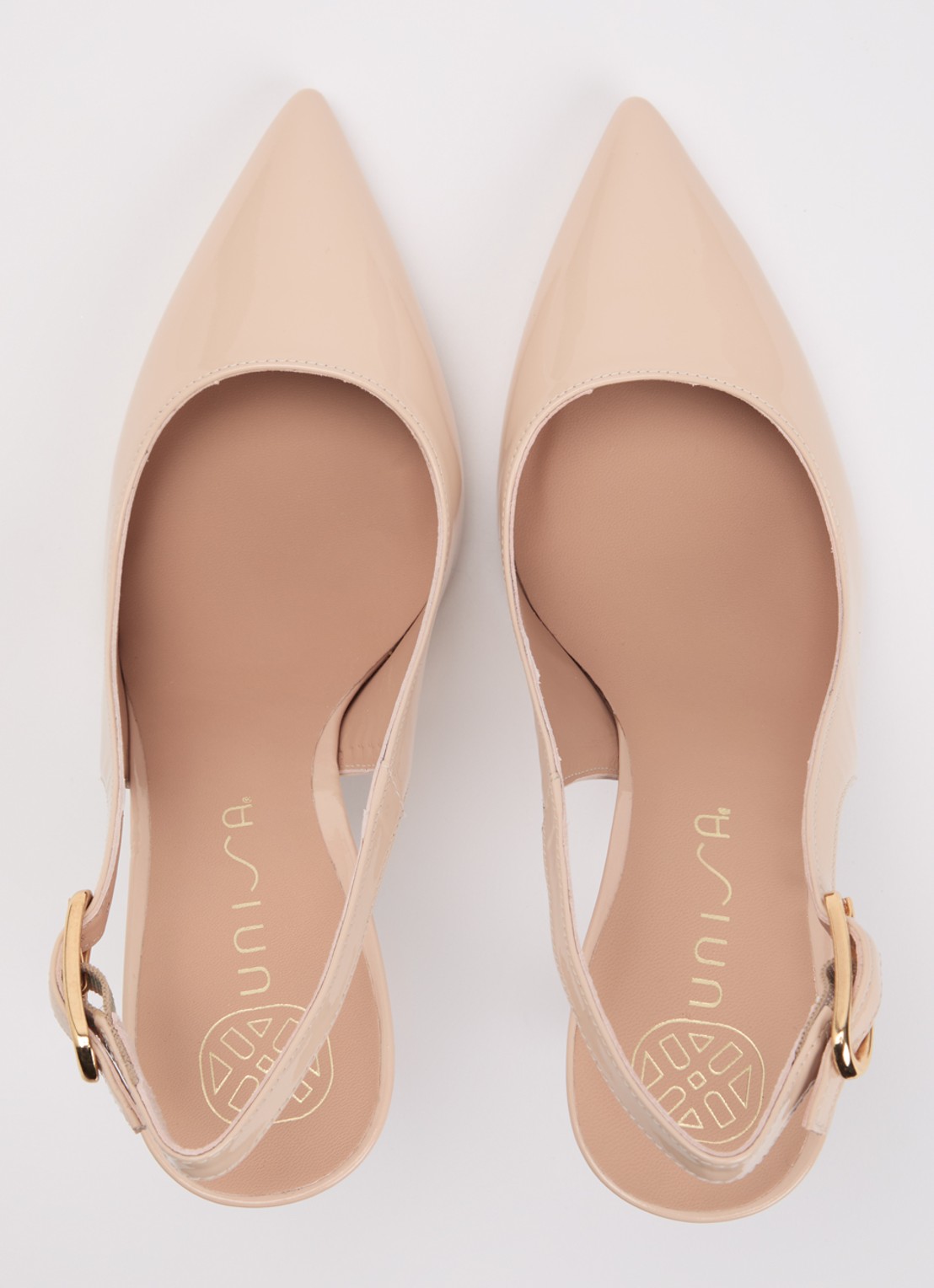 Unisa Terza slingback van leer met lakfinish - detail 4 zalmroze