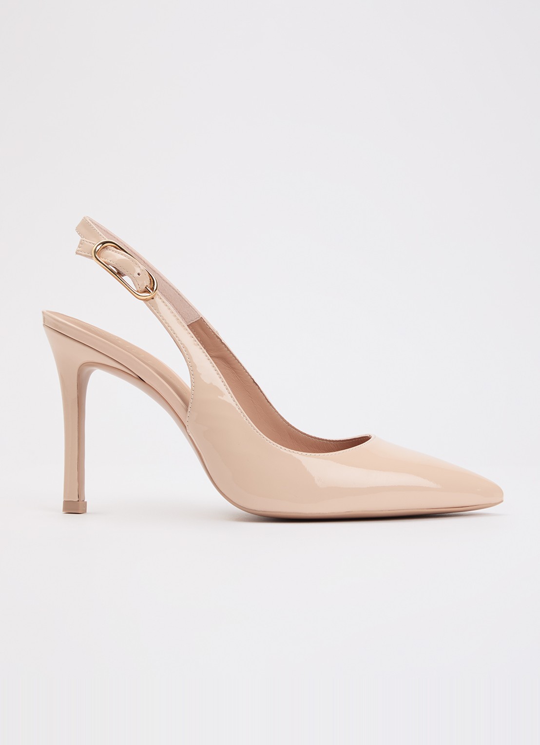 Unisa Terza slingback van leer met lakfinish - voorkant zalmroze