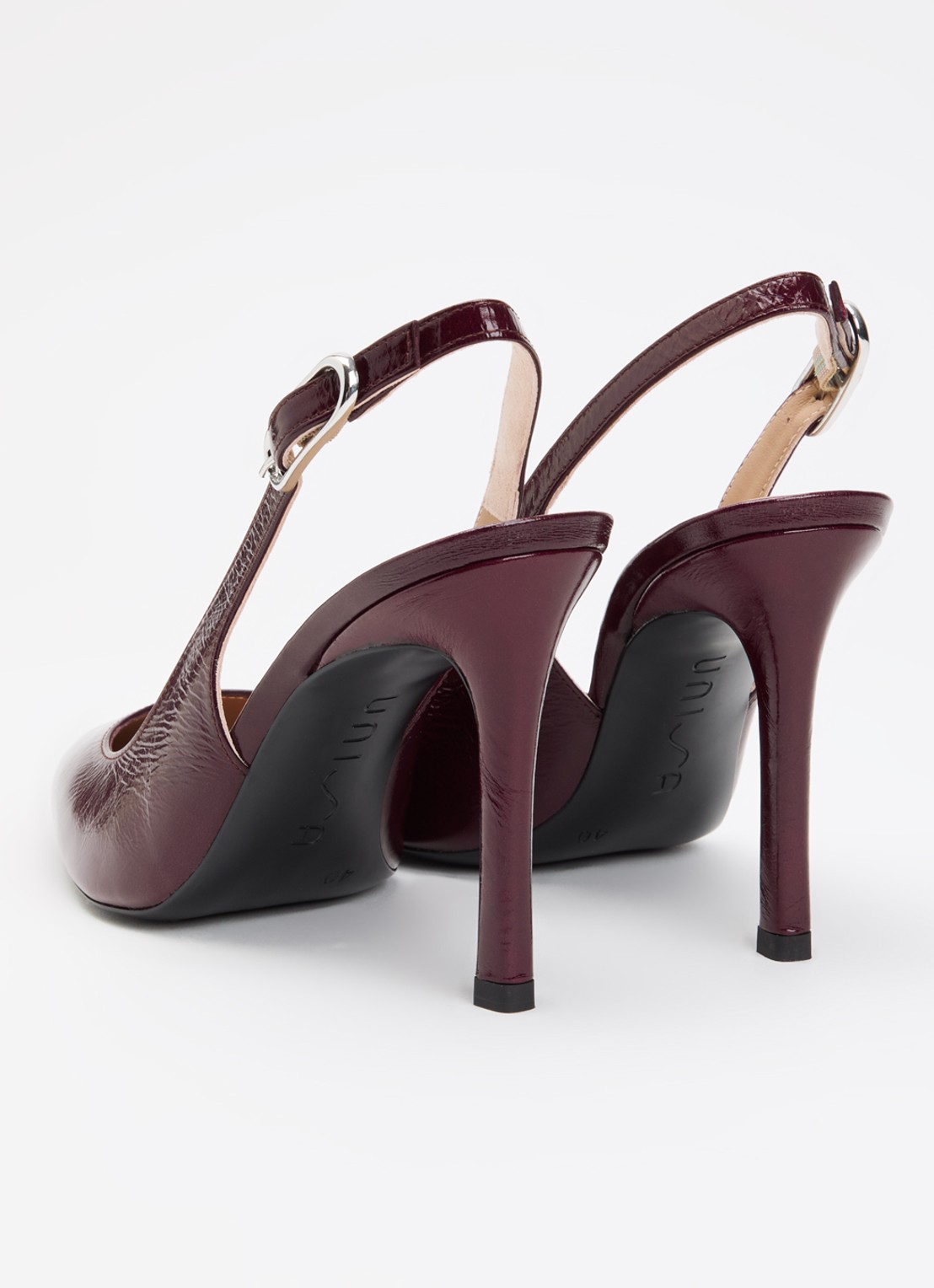 Unisa Terza slingback van leer met lakfinish - achterkant 5 bordeauxrood