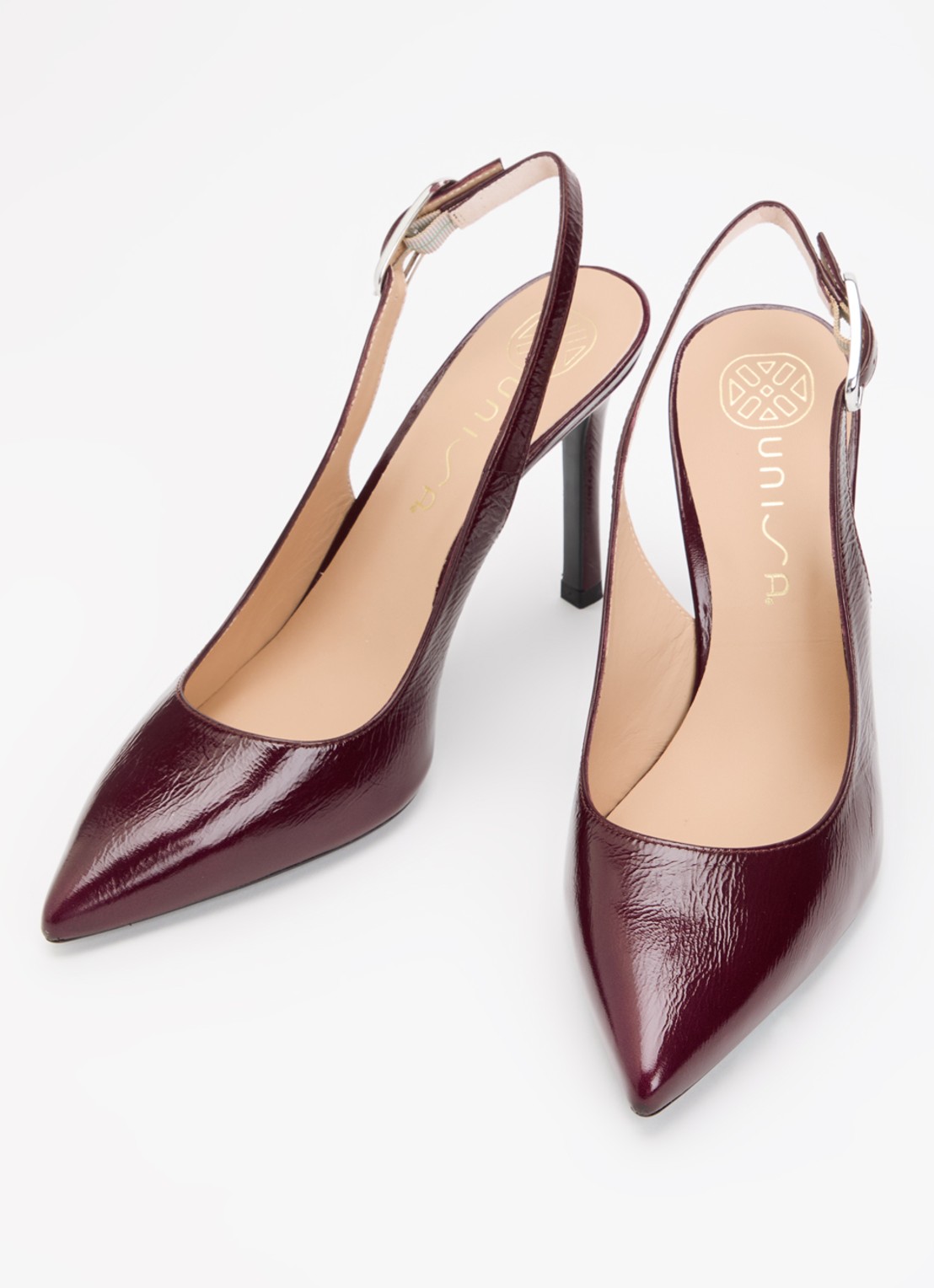 Unisa Terza slingback van leer met lakfinish - detail 2 bordeauxrood