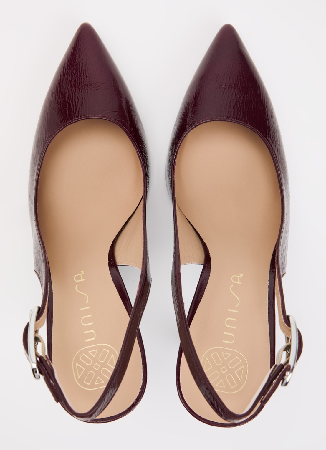 Unisa Terza slingback van leer met lakfinish - detail 3 bordeauxrood