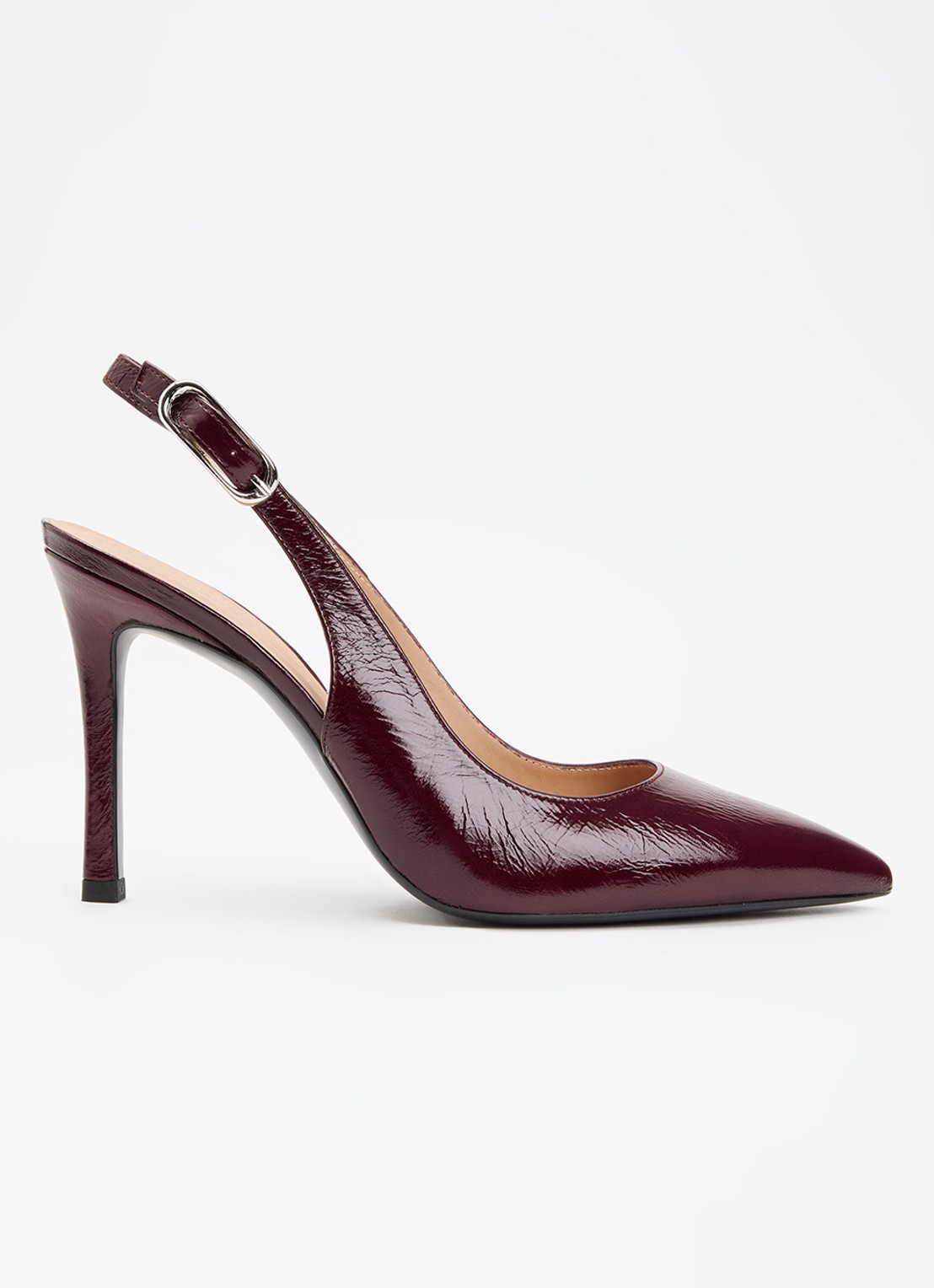 Unisa Terza slingback van leer met lakfinish - voorkant bordeauxrood