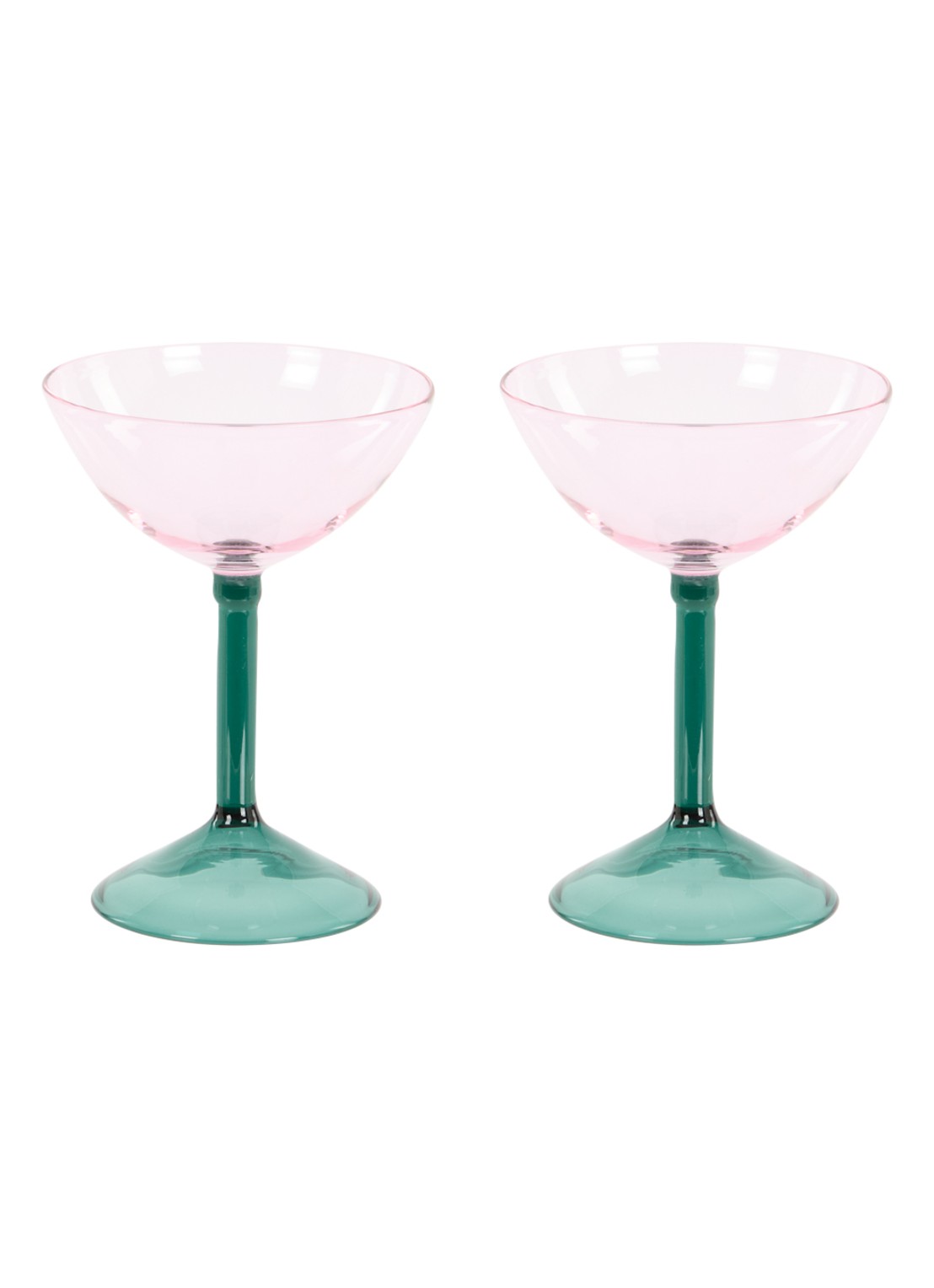 Urban Nature Culture Coupe champagneglas in set van 2 - voorkant 2 roze