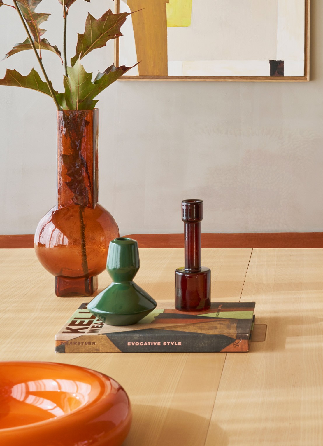 Urban Nature Culture Logan kandelaar 14 cm - voorkant 2 groen