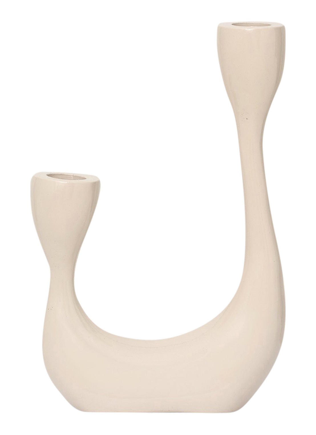 Urban Nature Culture Palesa kandelaar 21,5 cm - voorkant 2 beige