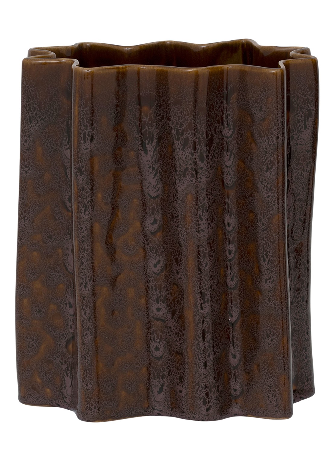 Urban Nature Culture Riff bloempot voor binnen 27 cm - voorkant bruin