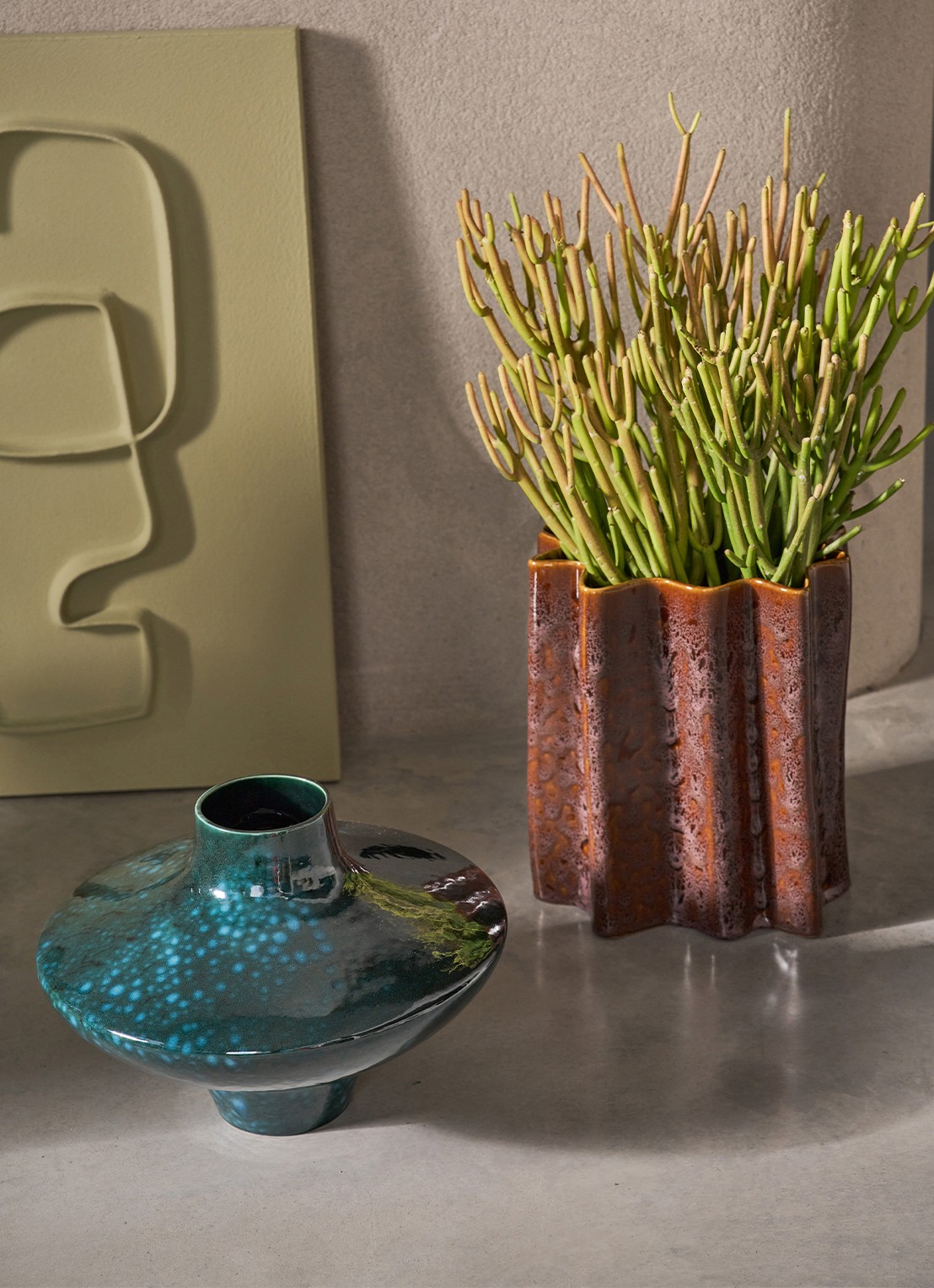 Urban Nature Culture Riff bloempot voor binnen 27 cm - voorkant 2 bruin