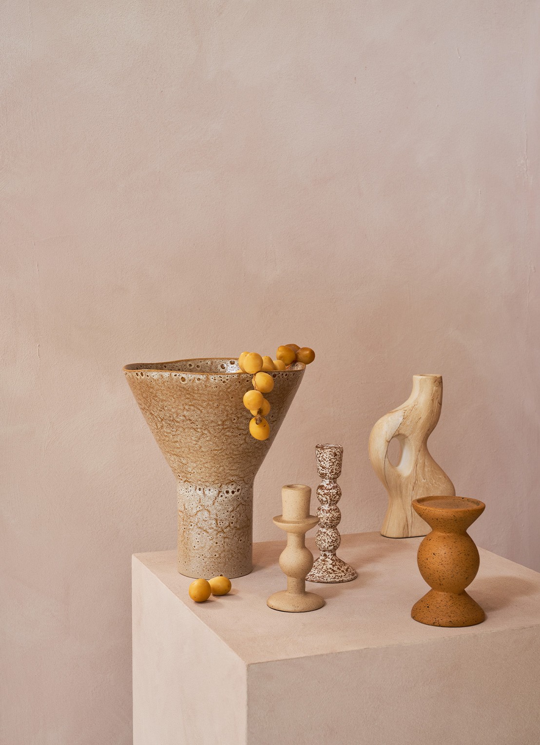 Urban Nature Culture Sisi B kandelaar 14,5 cm - voorkant 2 creme