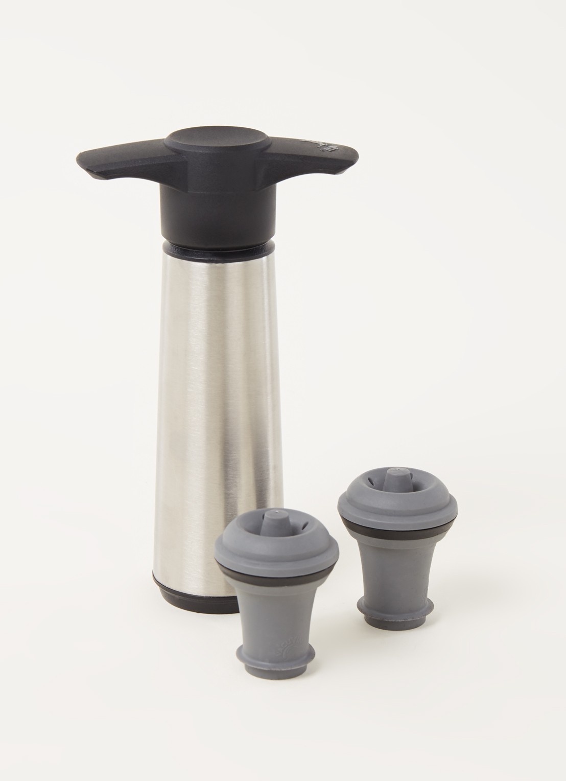 Vacu Vin Wine Saver vacuüm pomp met wijnstopper set van 3 - voorkant 2 zilver