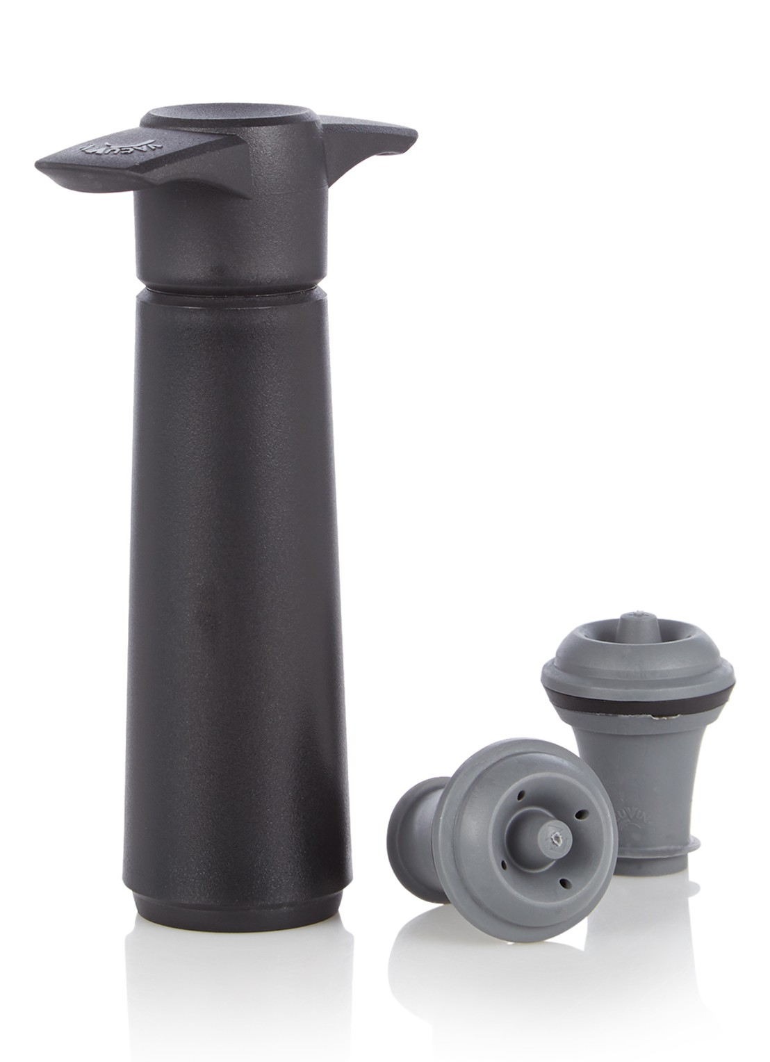 Vacu Vin Wine Saver vacuüm pomp met wijnstopper set van 3 - voorkant zwart