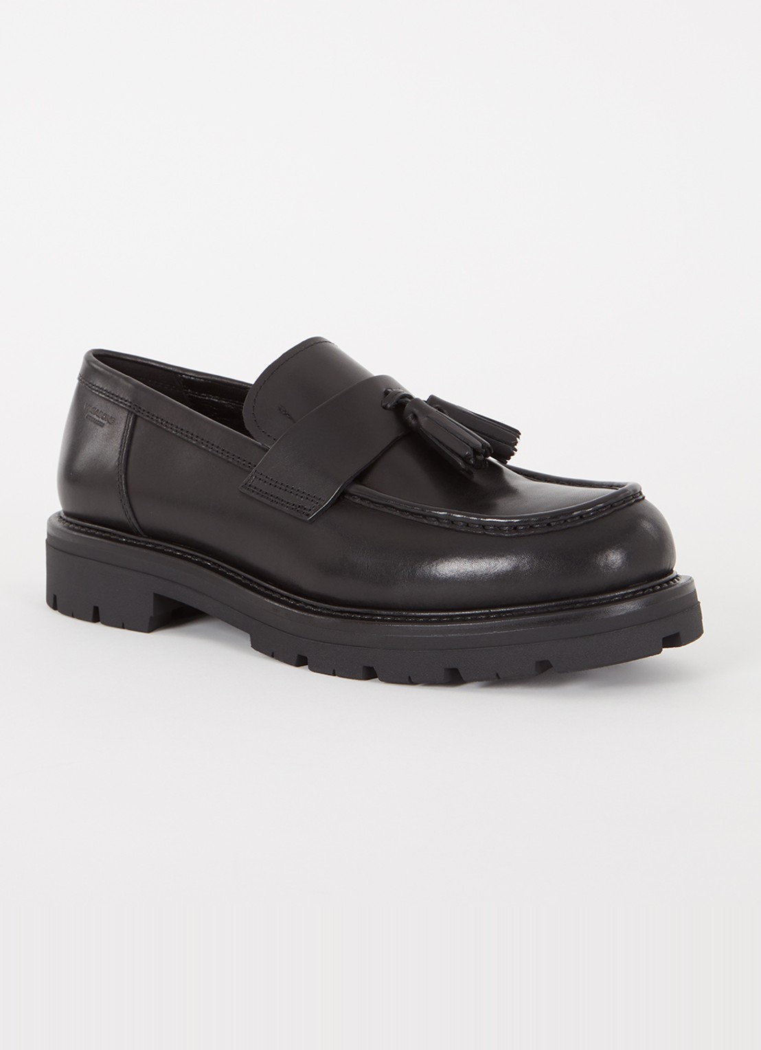Vagabond Shoemakers Cameron loafer van leer met franjes - voorkant zwart
