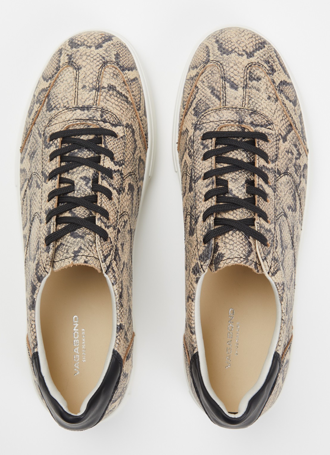 Vagabond Shoemakers Cody sneaker van geitenleer met slangenprint - detail 3 beige