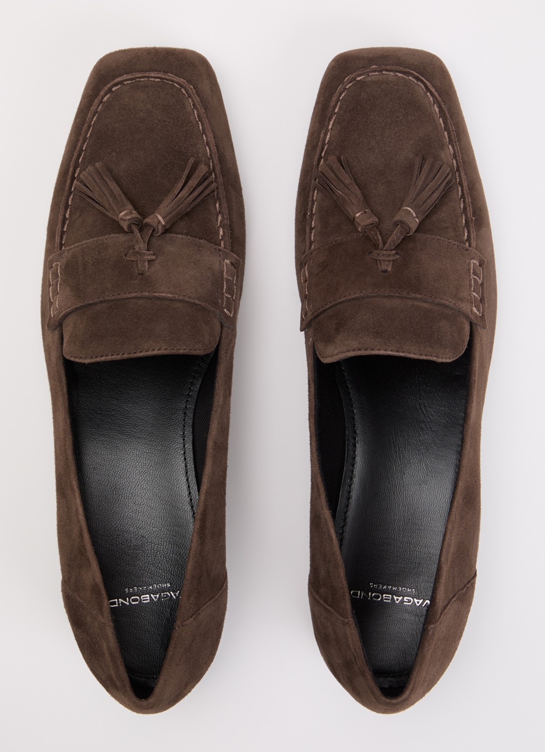 Vagabond Shoemakers Debbi loafer van suède met franjes - detail 5 donkerbruin