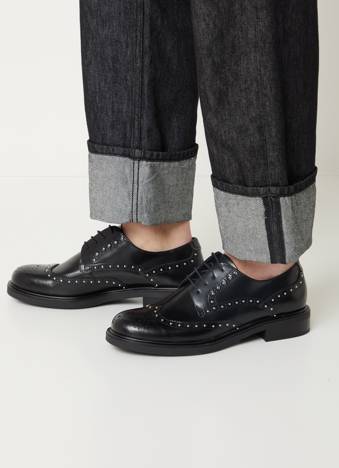 Vagabond Shoemakers Freya veterschoen van leer met studs - voorkant 3 zwart
