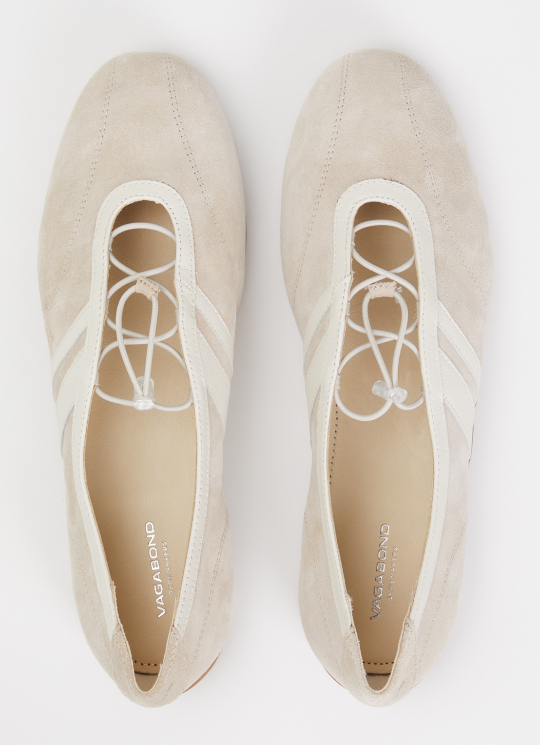 Vagabond Shoemakers Hollie ballerina van suéde met details van leer  - detail 4 beige