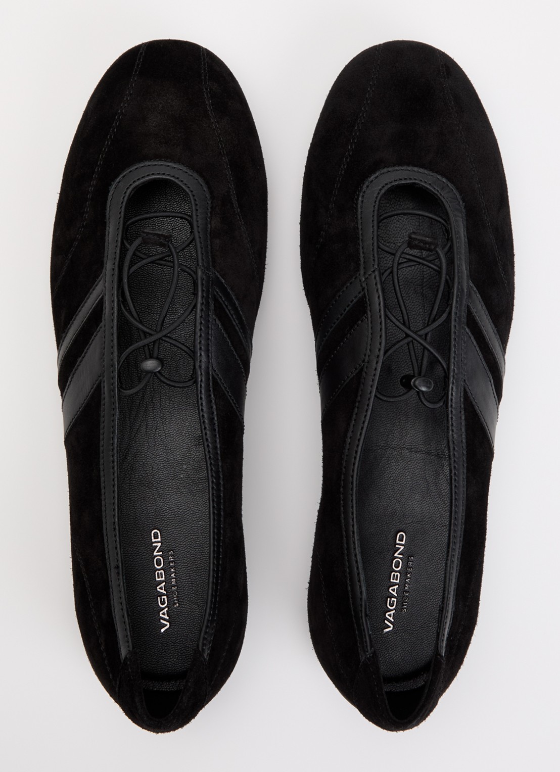 Vagabond Shoemakers Hollie ballerina van suéde met leren details - detail 4 zwart