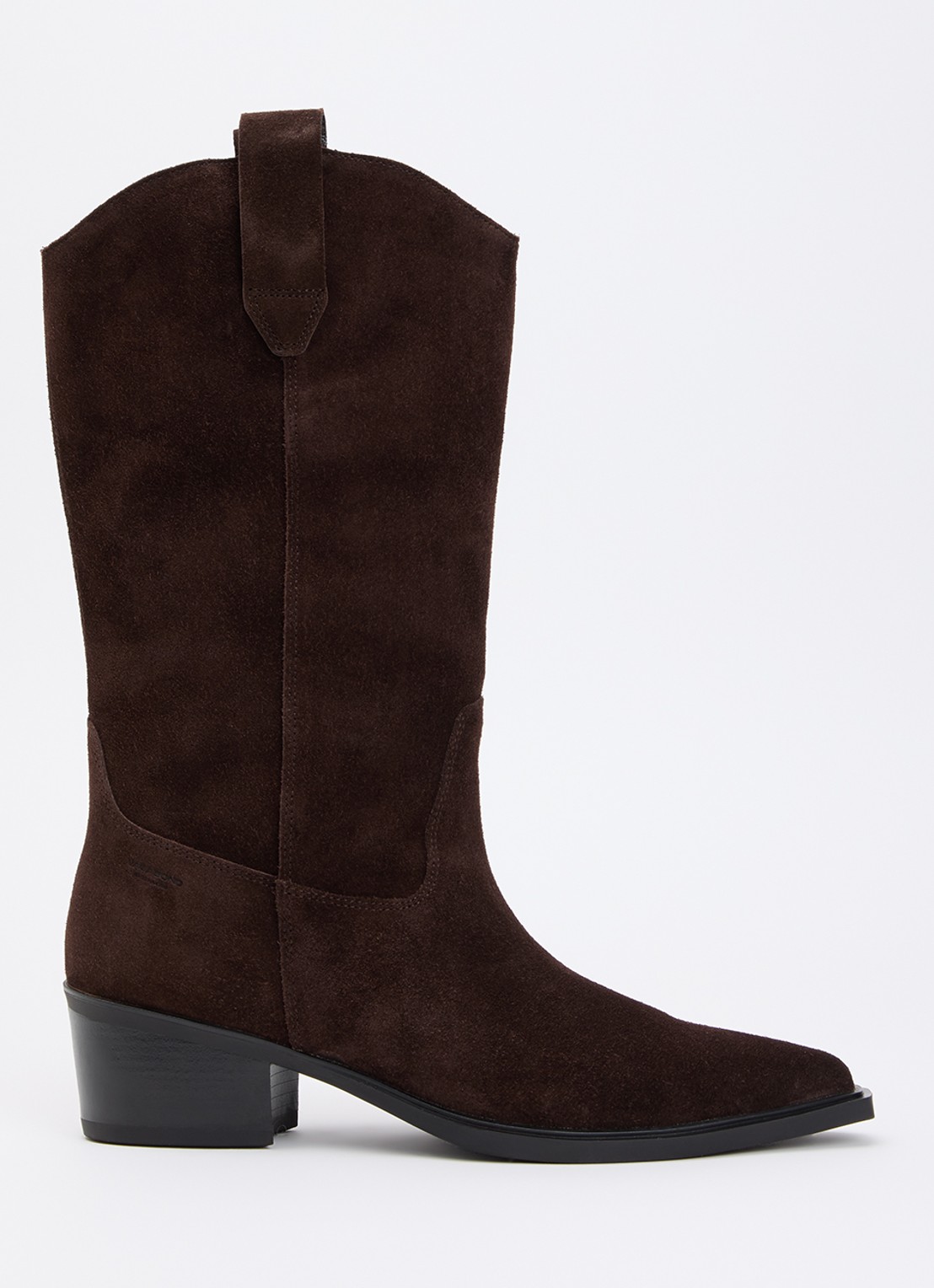 Vagabond Shoemakers Kelsey cowboylaars van suède - voorkant donkerbruin