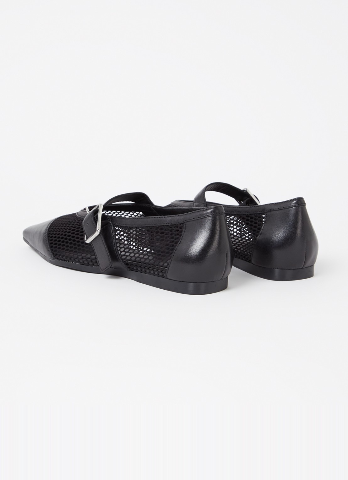 Vagabond Shoemakers Wioletta ballerina van mesh met leren details - achterkant zwart