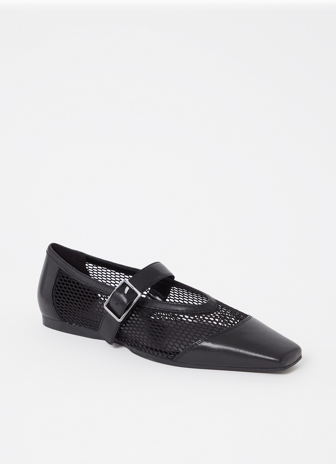 Vagabond Shoemakers Wioletta ballerina van mesh met leren details - voorkant 2 zwart