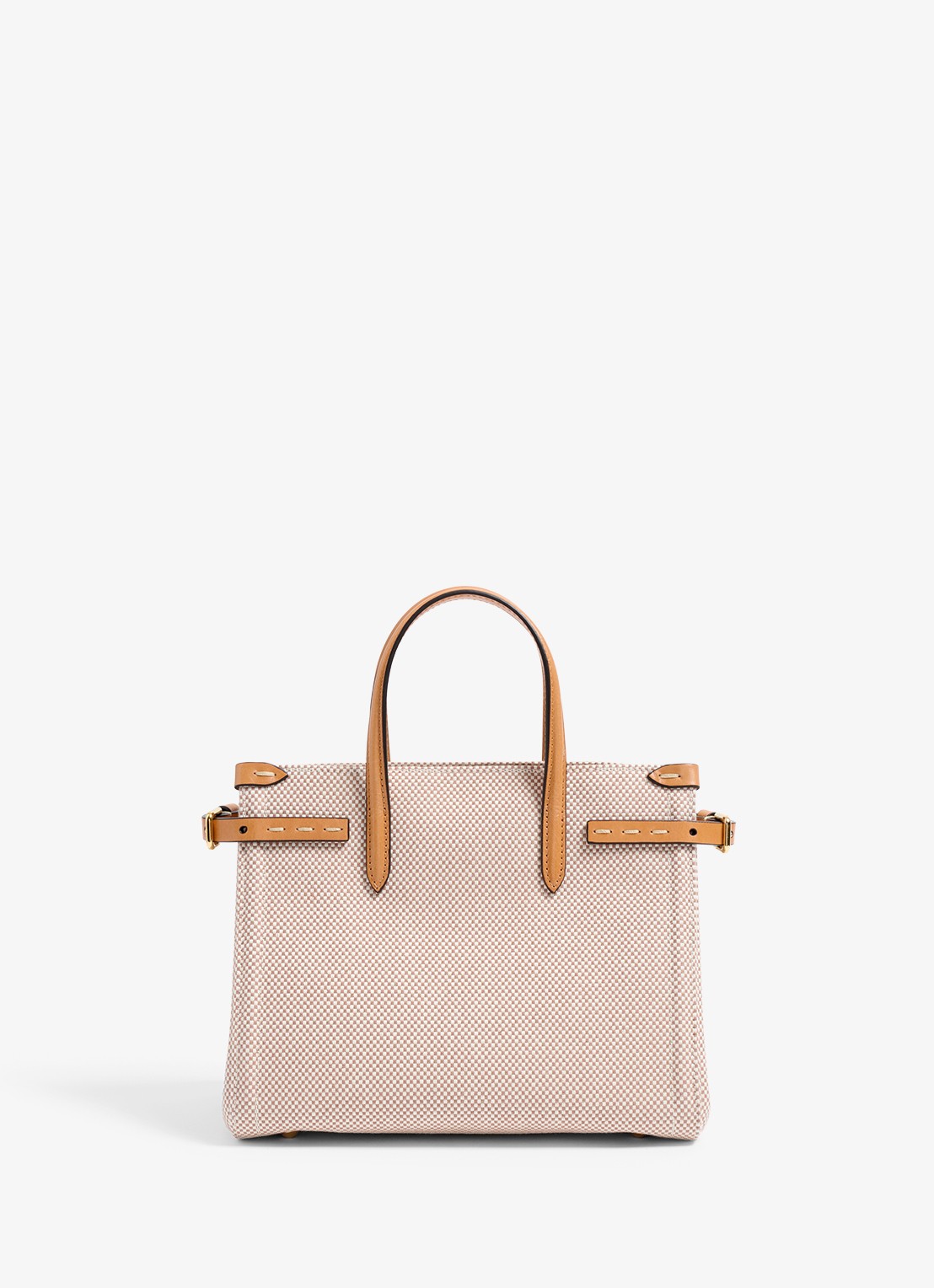 Valentino Garavani Antibes Small shopper van canvas met leren details - achterkant camel