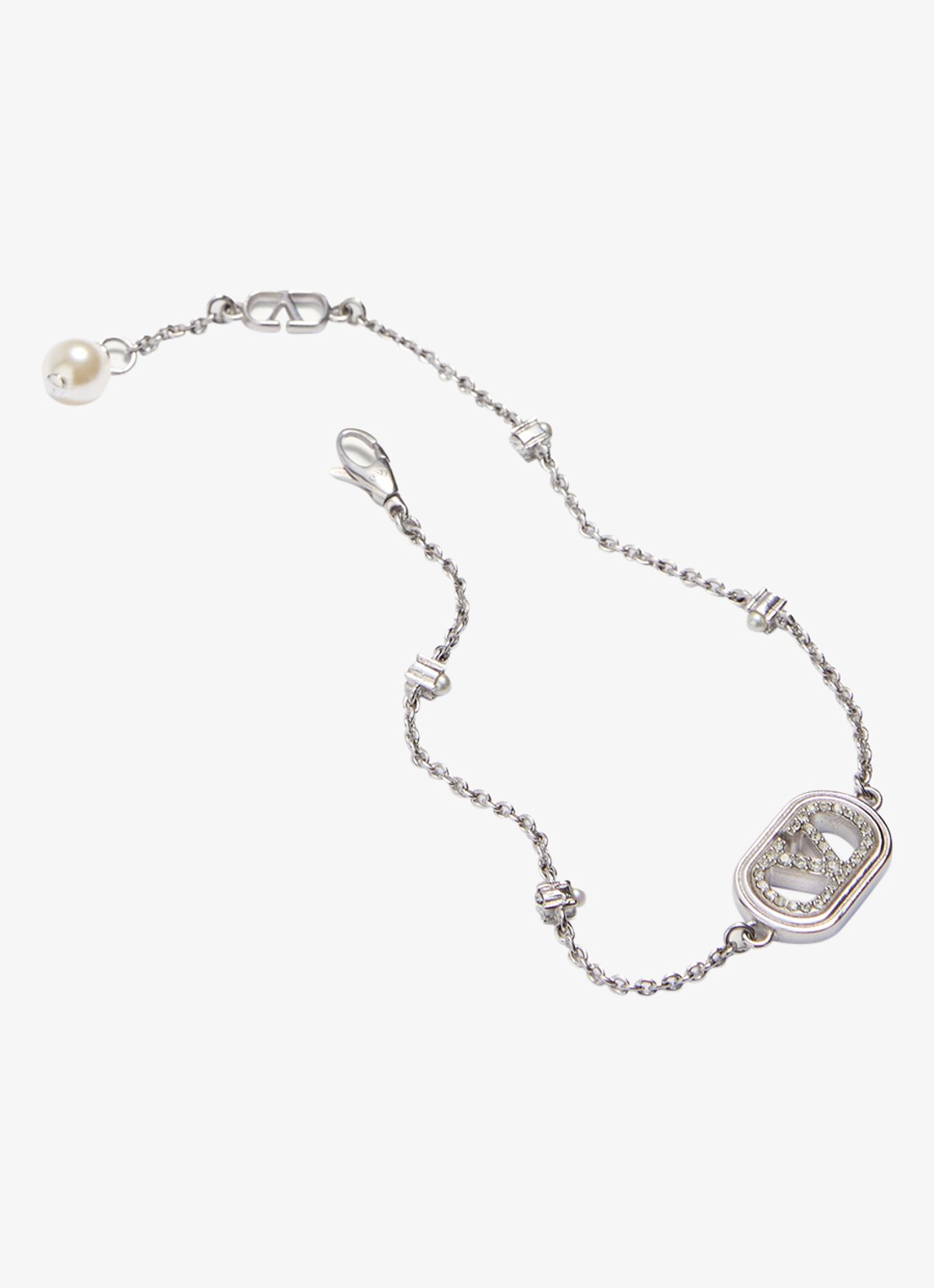 Valentino Garavani Armband met logo - detail zilver