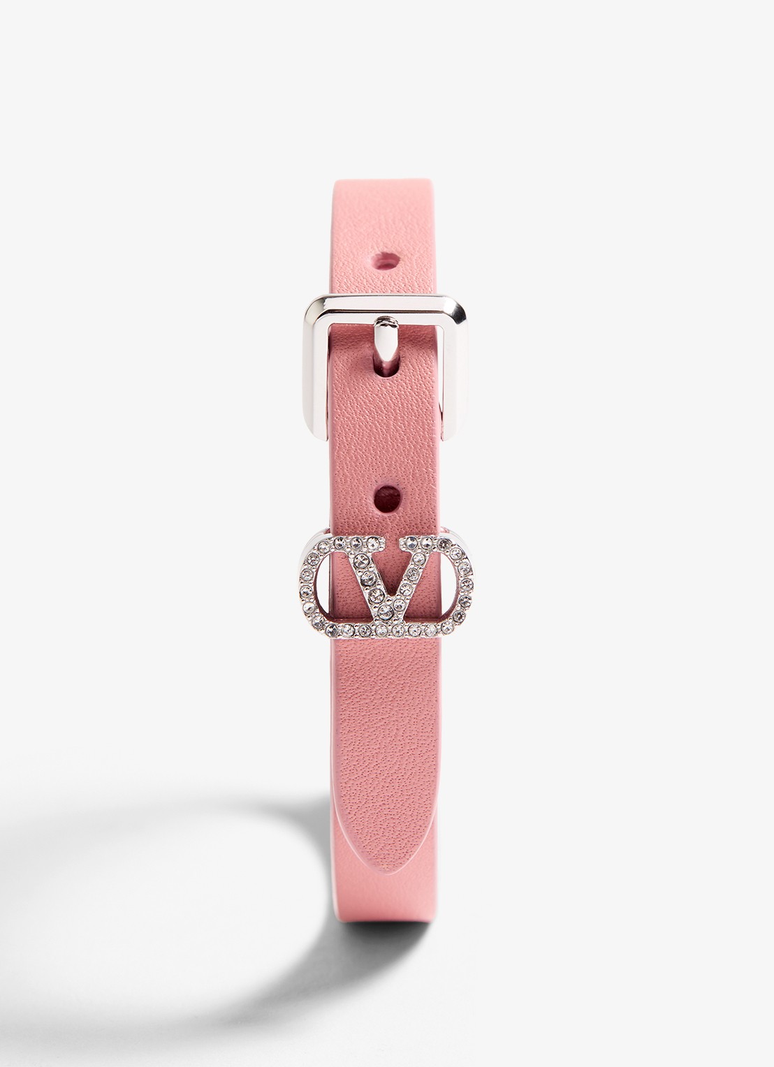 Valentino Garavani Armband van kalfsleer met logo - detail roze