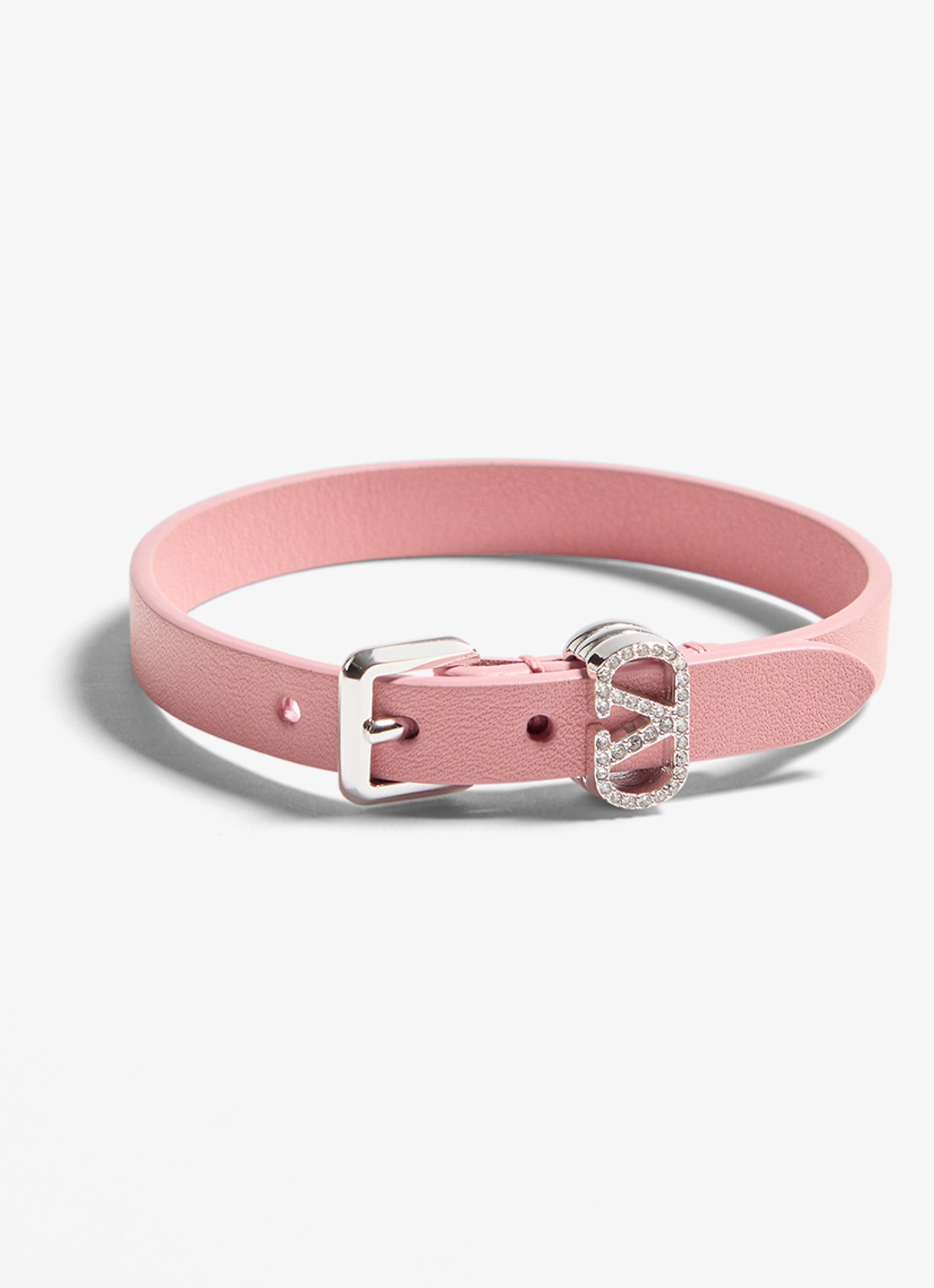 Valentino Garavani Armband van kalfsleer met logo - voorkant 3 roze