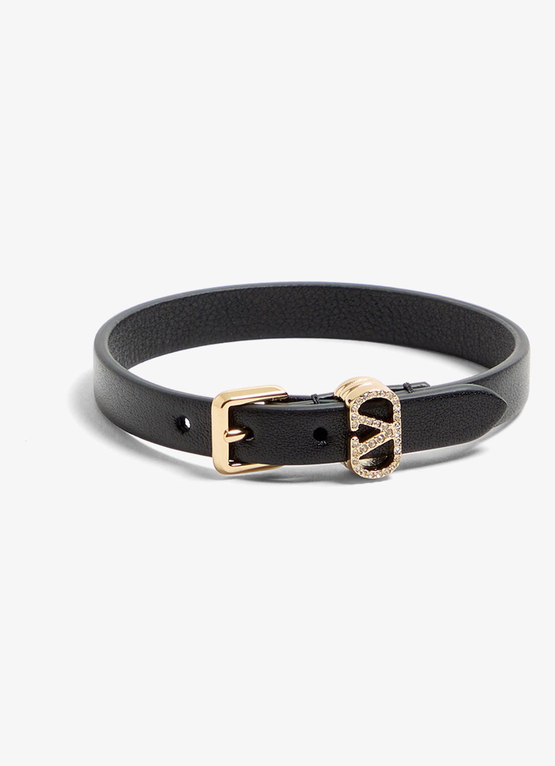 Valentino Garavani Armband van kalfsleer met logo - voorkant zwart