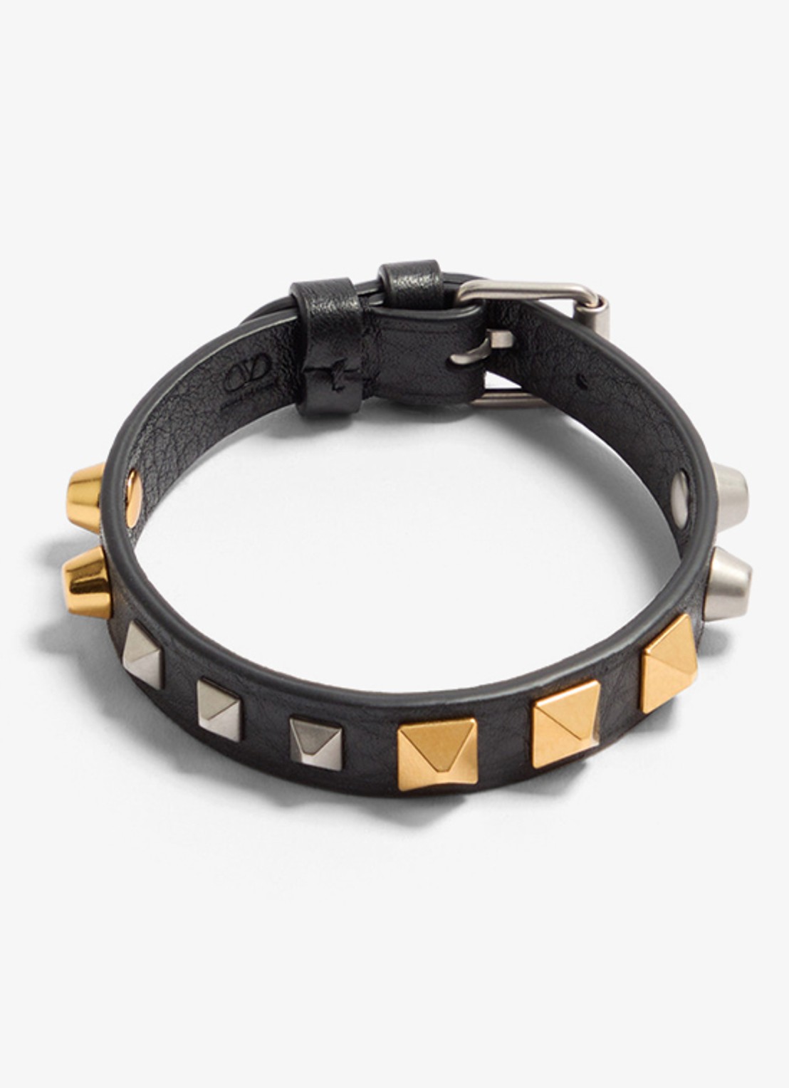 Valentino Garavani Armband van kalfsleer met studs - voorkant 3 zwart