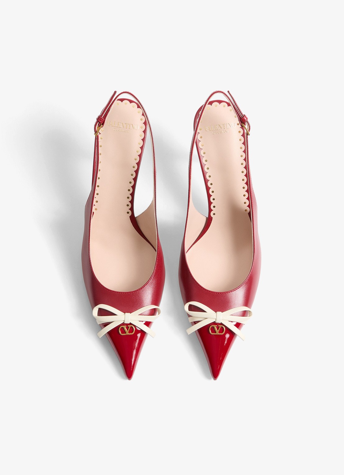 Valentino Garavani Bepointy slingback van geitenleer met lakleren details - detail 2 rood