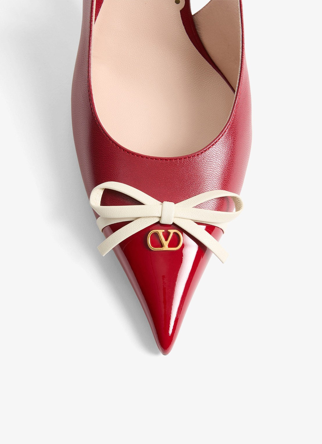 Valentino Garavani Bepointy slingback van geitenleer met lakleren details - detail 4 rood