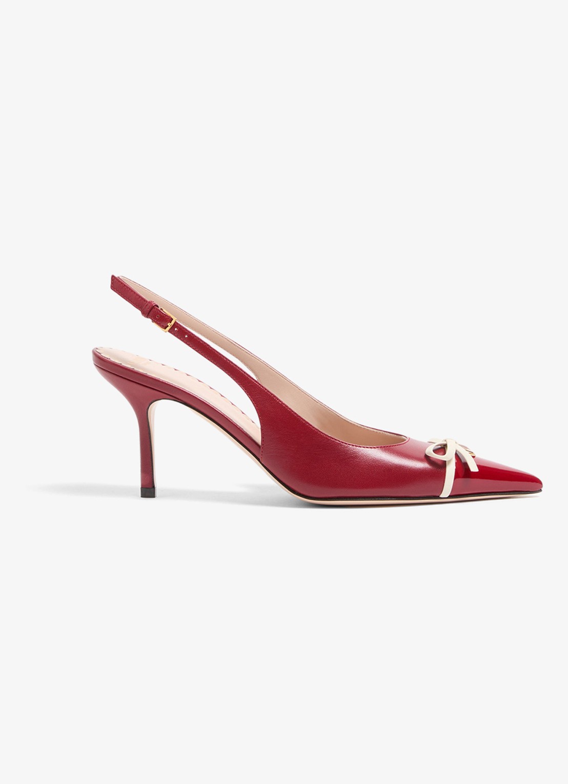 Valentino Garavani Bepointy slingback van geitenleer met lakleren details - voorkant 6 rood