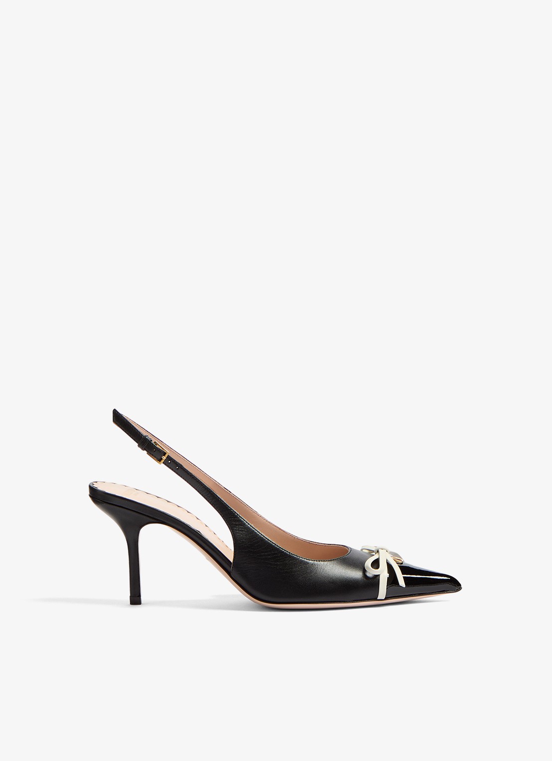 Valentino Garavani Bepointy slingback van leer met lakfinish - voorkant zwart