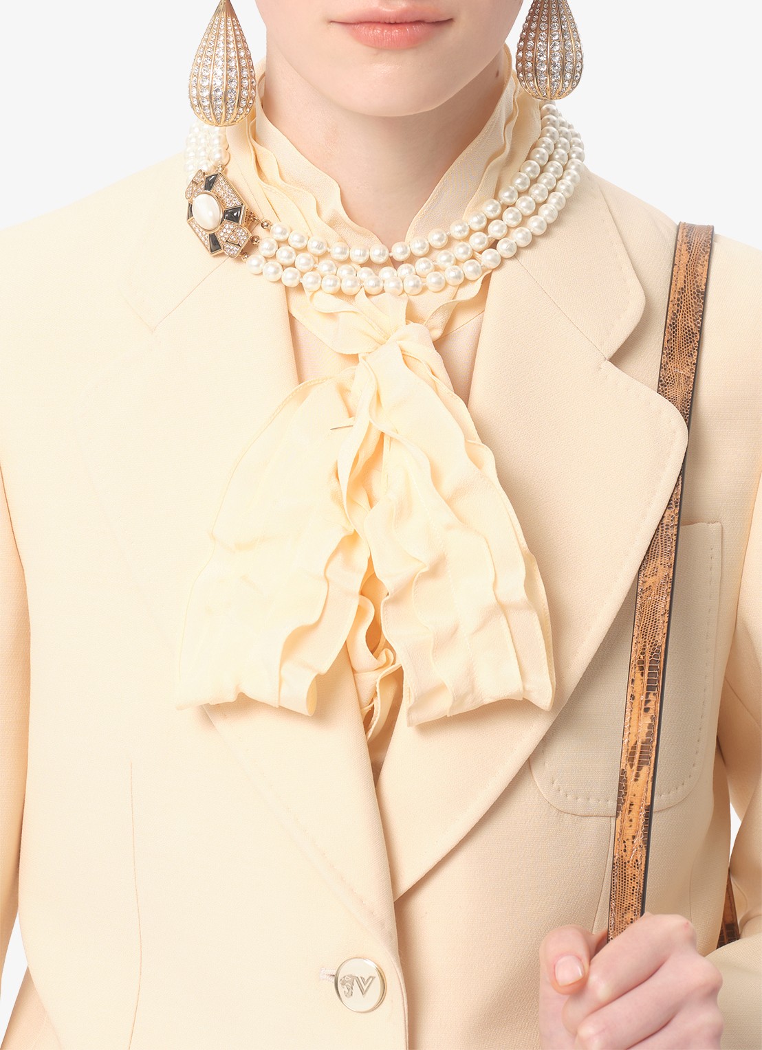 Valentino Garavani Blazer in zijdeblend met opgestikte zakken - detail 5 creme