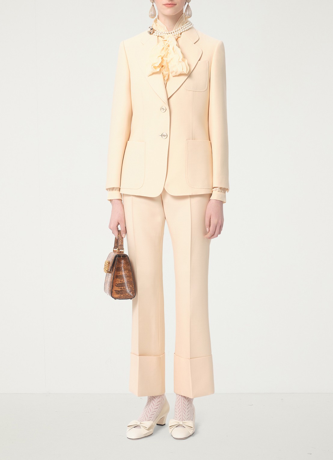 Valentino Garavani Blazer in zijdeblend met opgestikte zakken - voorkant 8 creme