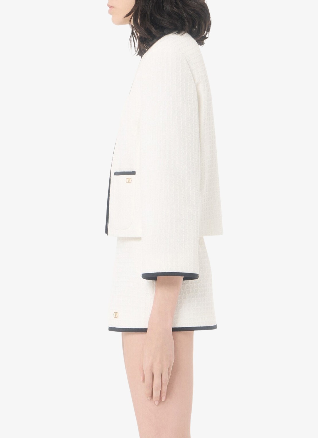 Valentino Garavani Blazer met tweed-look - detail 3 wit