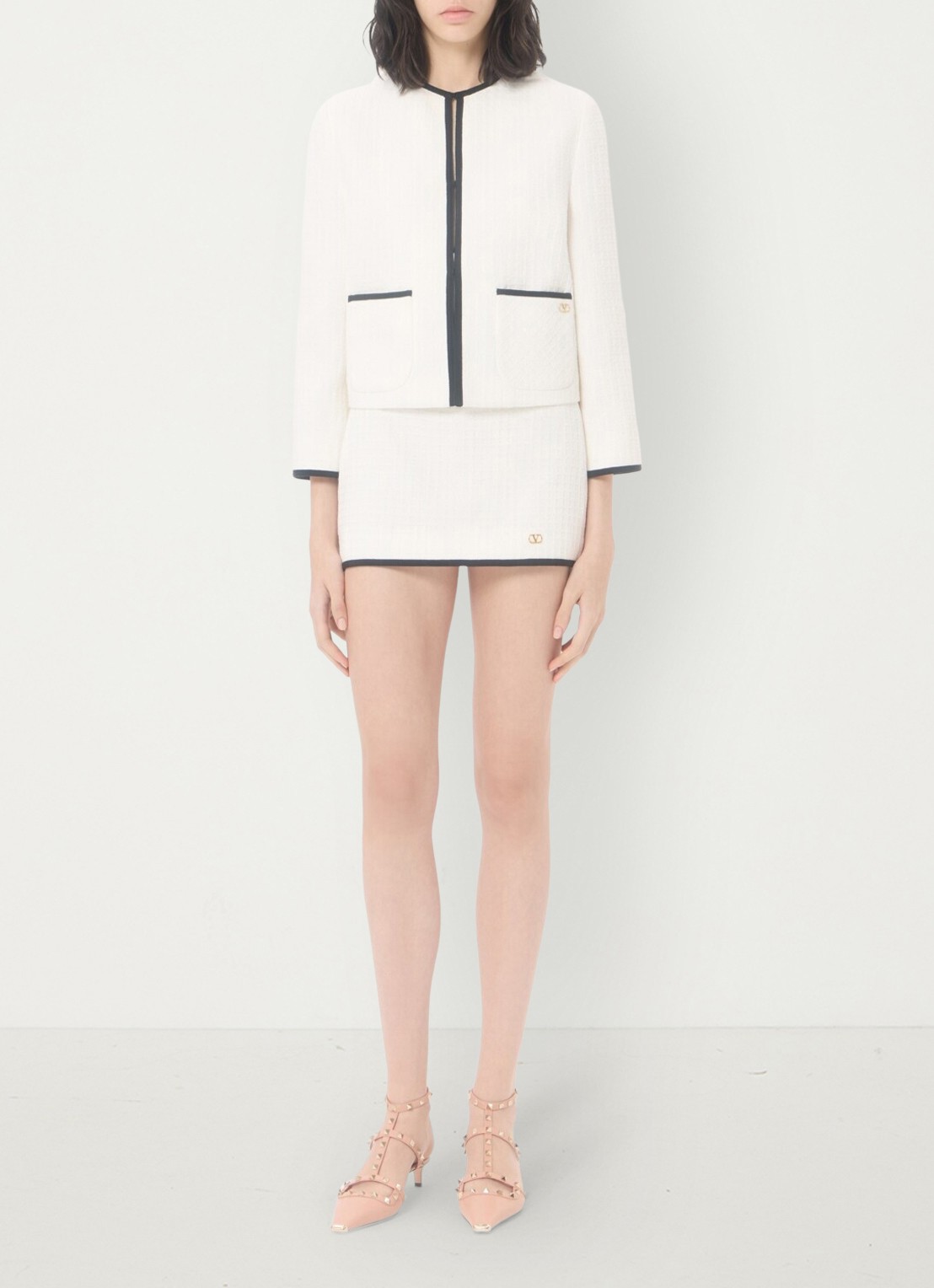 Valentino Garavani Blazer met tweed-look - voorkant 7 wit