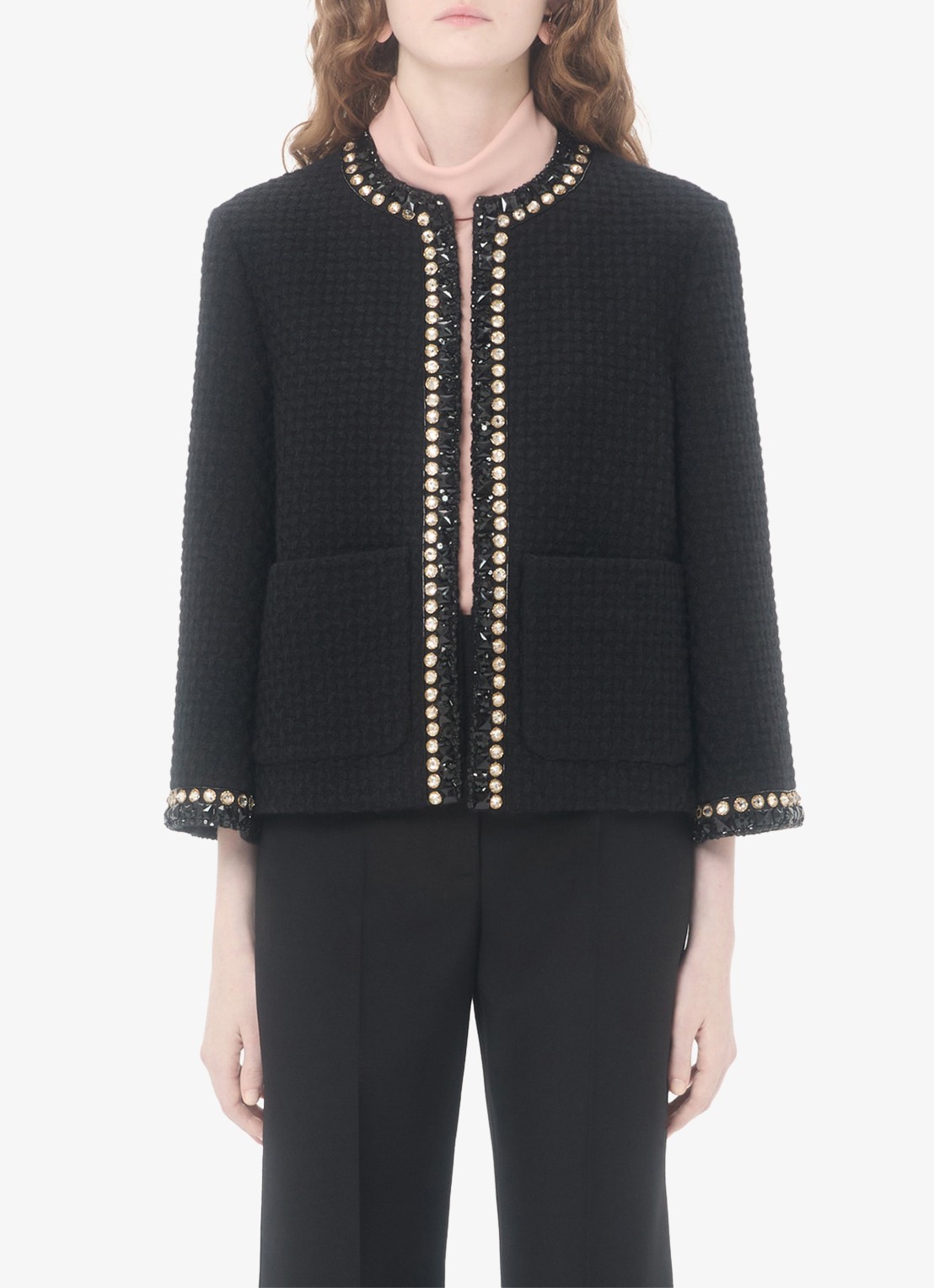 Valentino Garavani Blazer van tweed met strass - detail 4 zwart