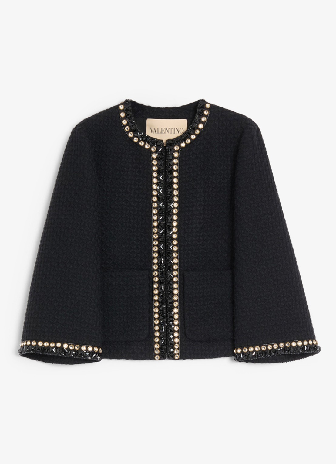Valentino Garavani Blazer van tweed met strass - voorkant 2 zwart