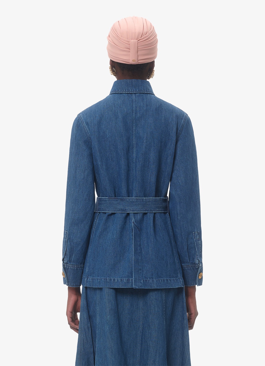 Valentino Garavani Blouse in linnenblend met strikceintuur - achterkant 3 indigo