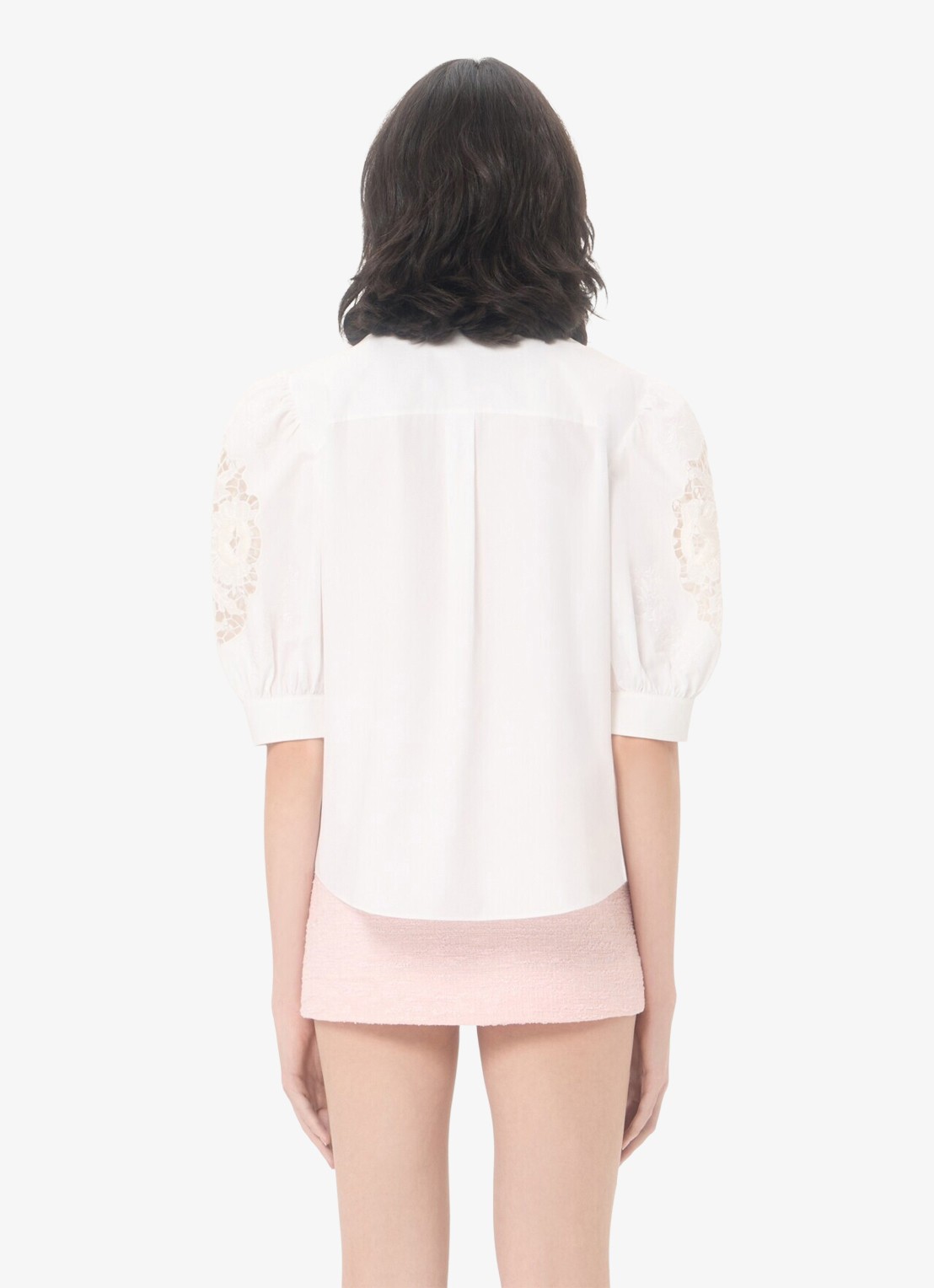 Valentino Garavani Blouse met pofmouw en broderie - achterkant wit