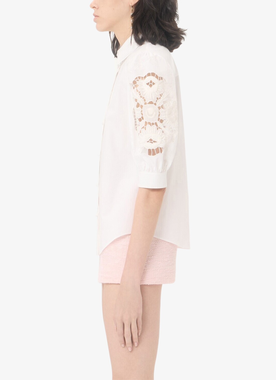 Valentino Garavani Blouse met pofmouw en broderie - detail 5 wit