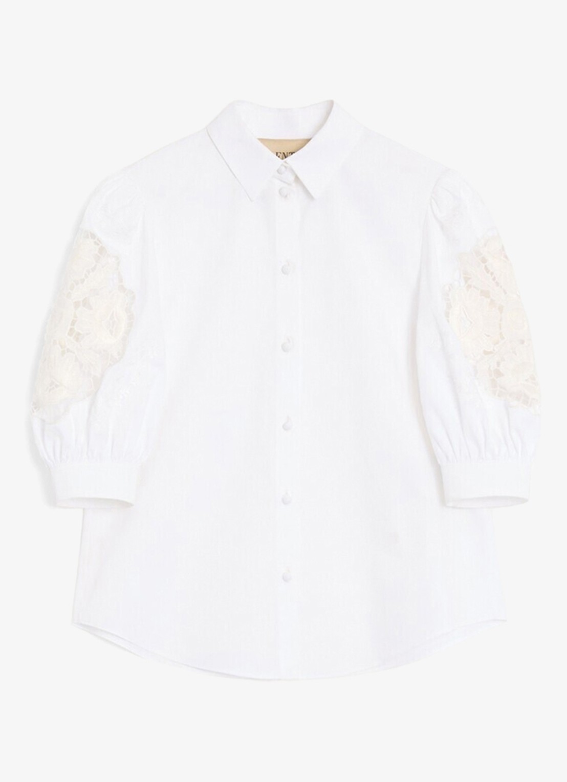 Valentino Garavani Blouse met pofmouw en broderie - voorkant 2 wit