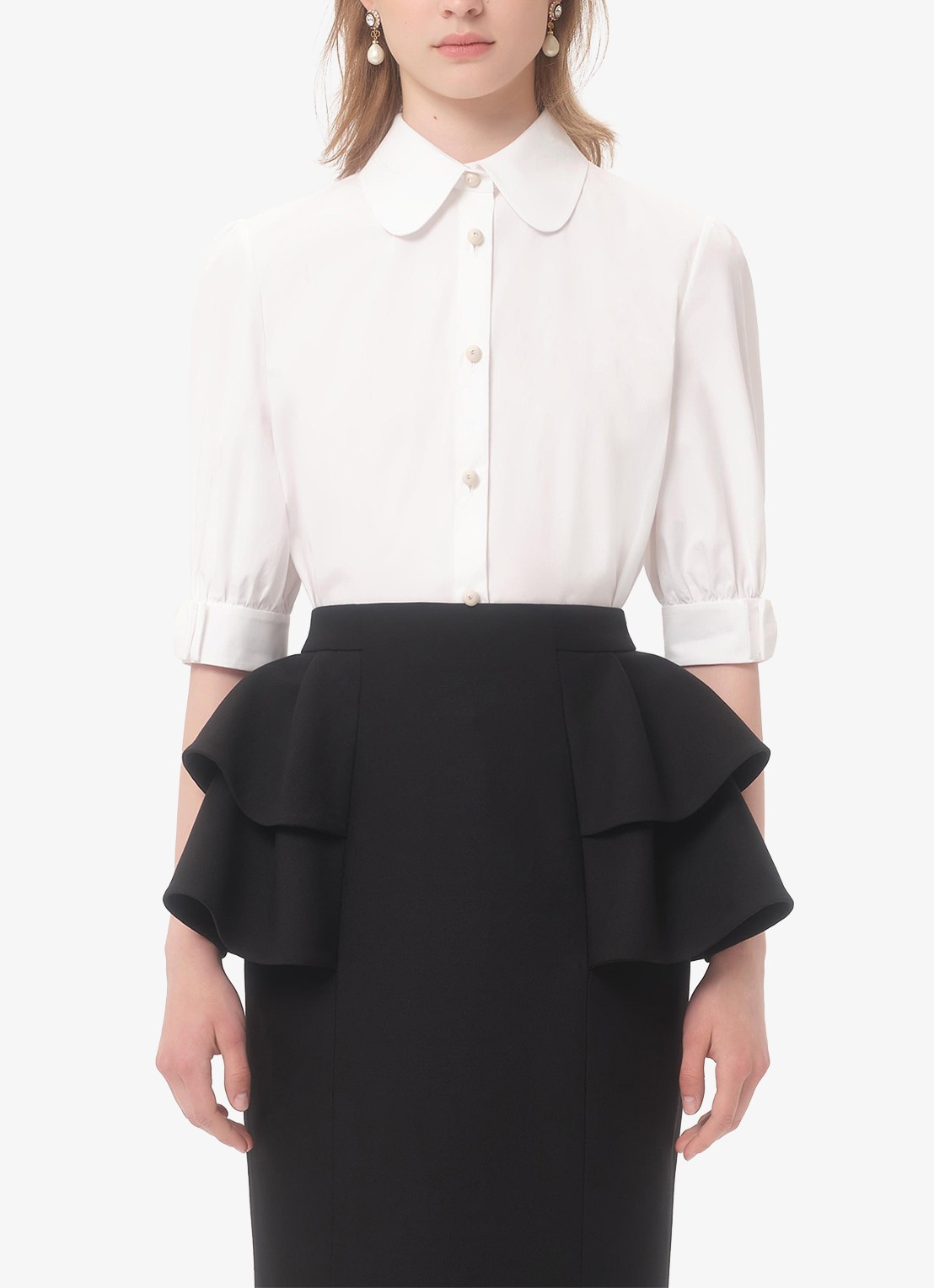 Valentino Garavani Blouse met pofmouw - detail 2 wit