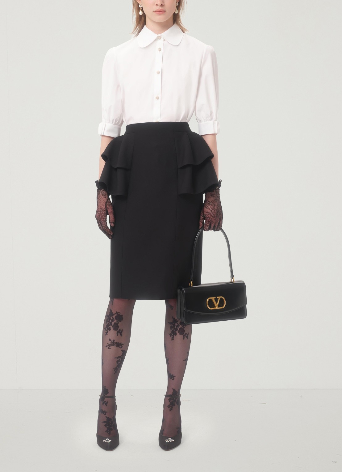 Valentino Garavani Blouse met pofmouw - voorkant 8 wit