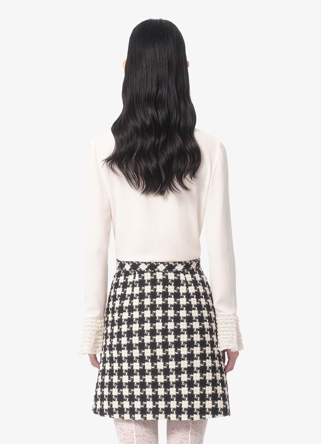 Valentino Garavani Blouse van zijde met details van kant - achterkant 3 gebroken wit