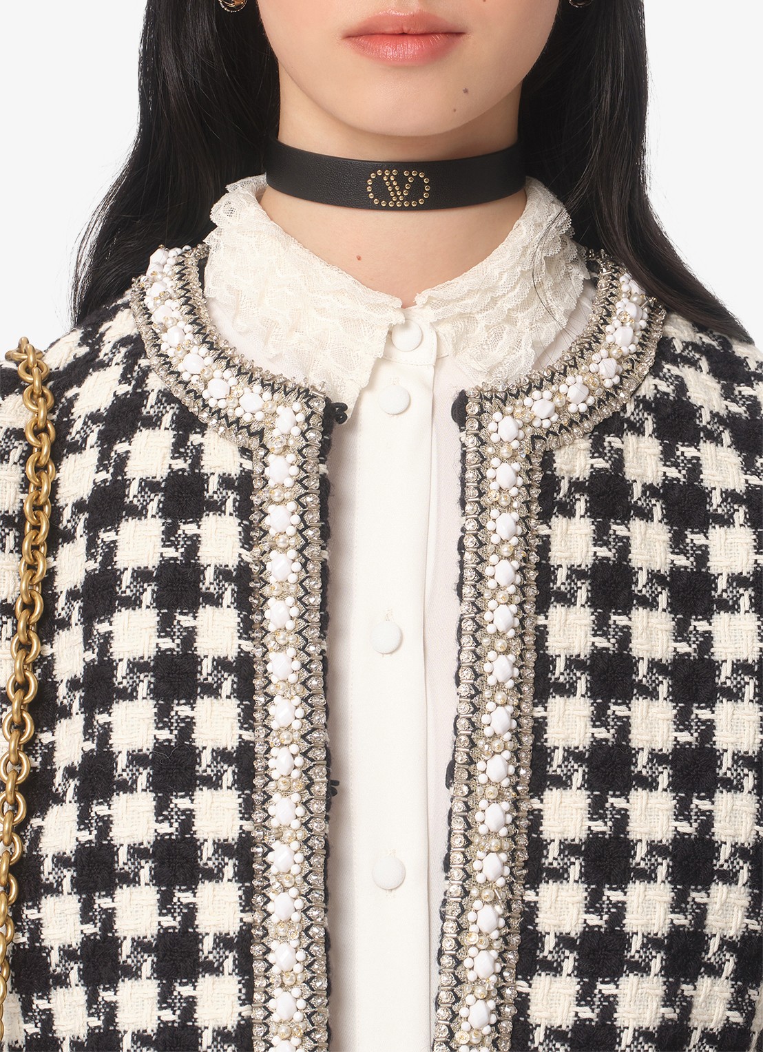 Valentino Garavani Blouse van zijde met details van kant - detail 6 gebroken wit